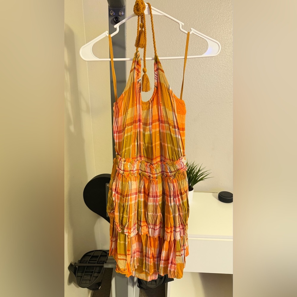 Aerie Orange and Yellow Plaid Top
